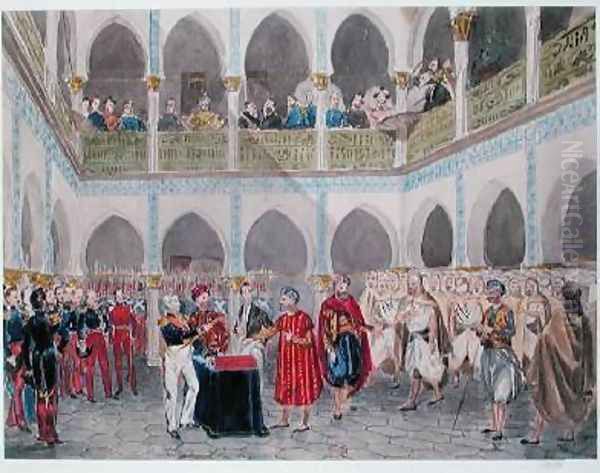 Investiture of the Bey of Algiers by Count Bertrand Clausel 1772-1842 Oil Painting by Theodore Leblanc