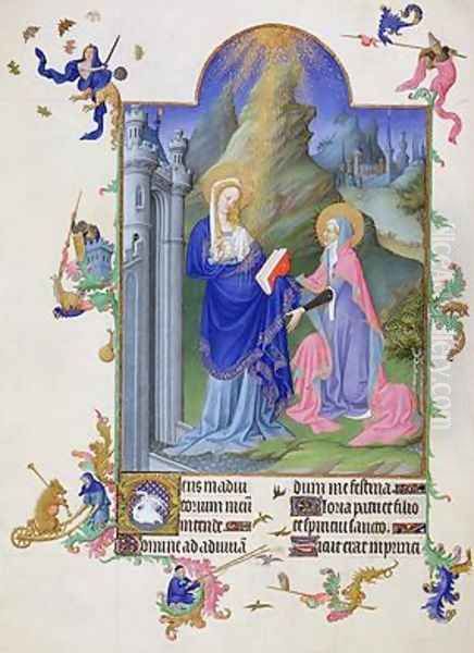 The Visitation from Tres Riches Heures du Duc de Berry Oil Painting by Pol de Limbourg