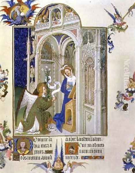 The Annunciation from Tres Riches Heures du Duc de Berry Oil Painting by Pol de Limbourg