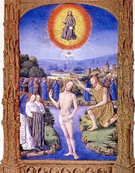 St John the Baptist baptising Christ Oil Painting by Pol de Limbourg