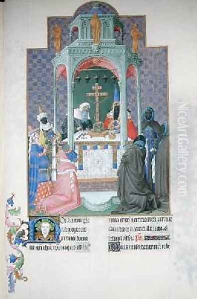 The Adoration of the Cross from the Tres Riches Heures du Duc de Berry Oil Painting by Pol de Limbourg