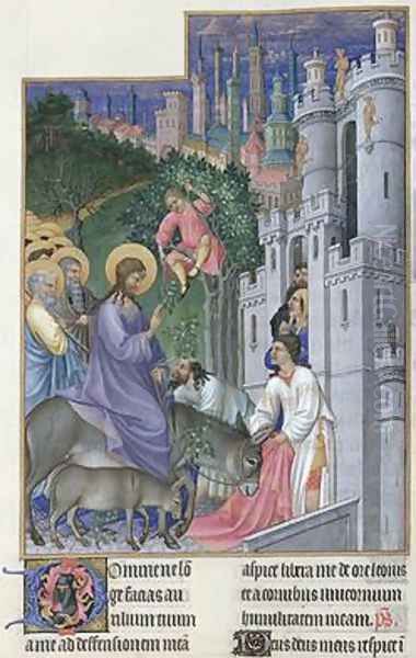 The Entry of Christ into Jerusalem from Tres Riches Heures du Duc de Berry Oil Painting by Pol de Limbourg