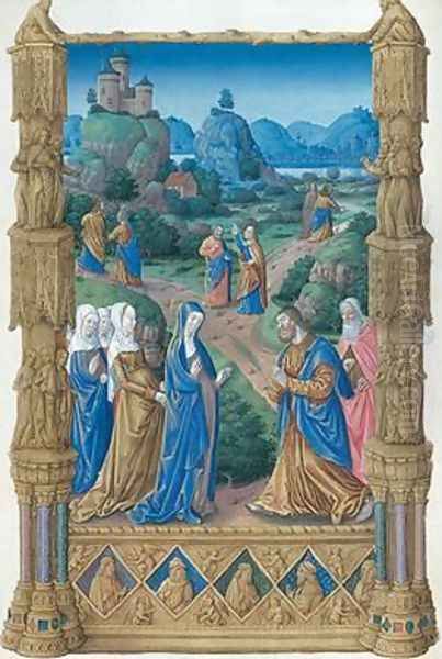 The Apostles leaving the Virgin to spread the Word of Christ Oil Painting by Pol de Limbourg