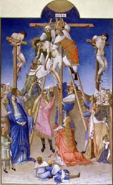 The Deposition from the Cross from Tres Riches Heures du Duc de Berry Oil Painting by Pol de Limbourg