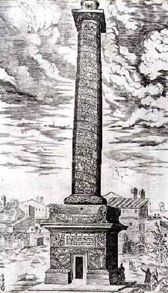 Trajans Column in Rome celebrating the Emperors campaigns in Dacia Oil Painting by Antonio Lafreri