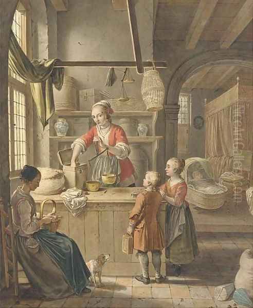 At the tea merchants Oil Painting by Willem Joseph Laquy