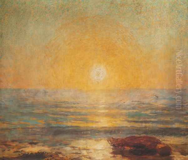 Sea (Sunset over the Sea) Oil Painting by Ludwik de Laveaux