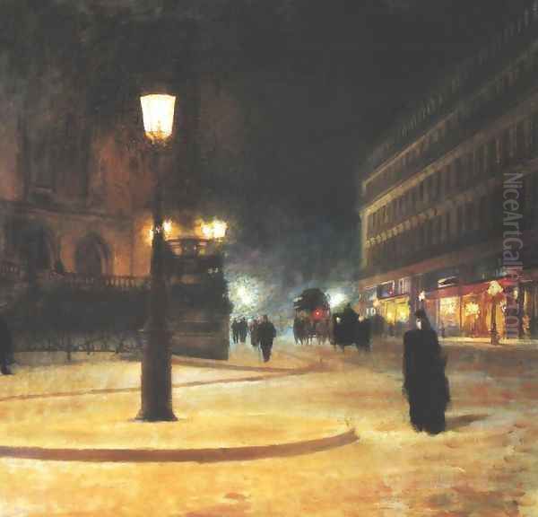 Parisian Opera House by Night Oil Painting by Ludwik de Laveaux