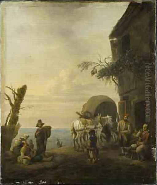 An Alehouse Door Oil Painting by Johannes Lingelbach