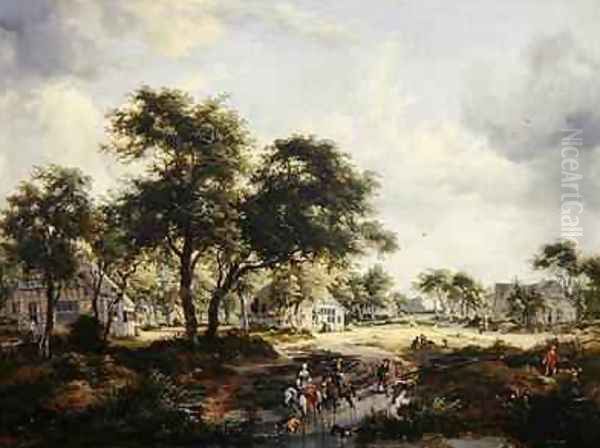 Wooded Landscape 1667 Oil Painting by Johannes Lingelbach