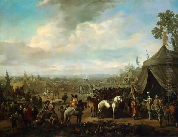 Flemish Town Sieged by the Spanish Soldiers Oil Painting by Johannes Lingelbach