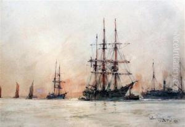 Below Tilbury Oil Painting by Charles Edward Dixon