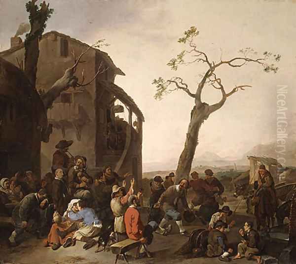 Peasants Dancing 1651 Oil Painting by Johannes Lingelbach