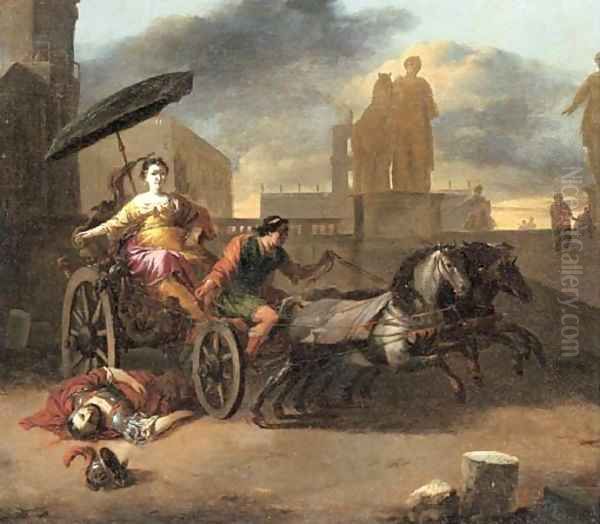 The Death of Servius Tullius with Tullia in her Chariot Oil Painting by Johannes Lingelbach