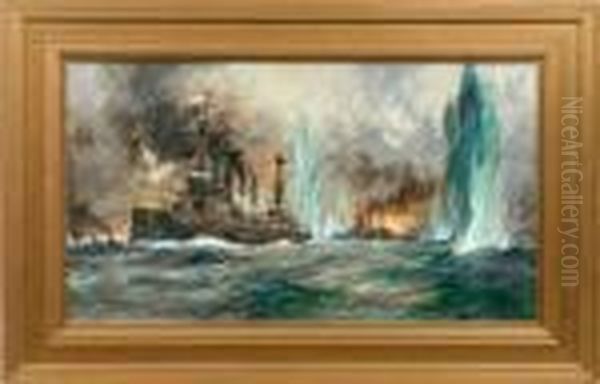 Die Seeschlacht Von Jutland 1916 Oil Painting by Charles Edward Dixon