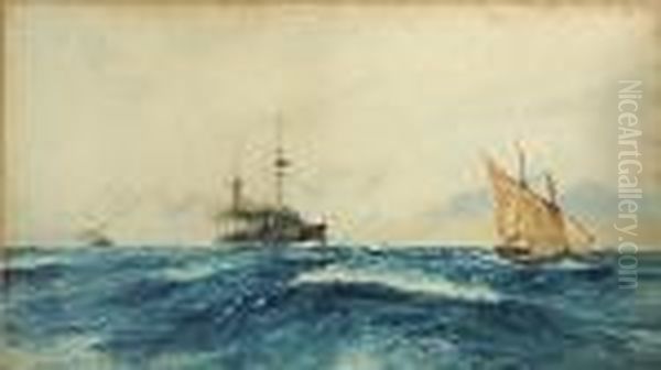 Off Corsica Oil Painting by Charles Edward Dixon