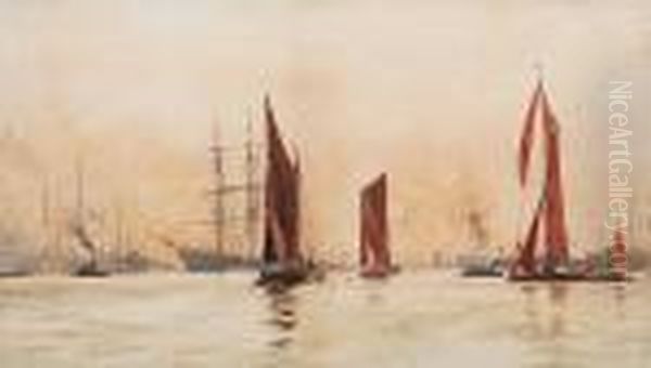 Off Tilbury Dock Oil Painting by Charles Edward Dixon