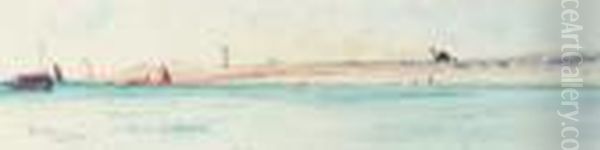 Off Hayling Island Oil Painting by Charles Edward Dixon