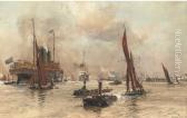 Below Tilbury Oil Painting by Charles Edward Dixon