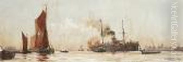 Blackwall Reach Oil Painting by Charles Edward Dixon