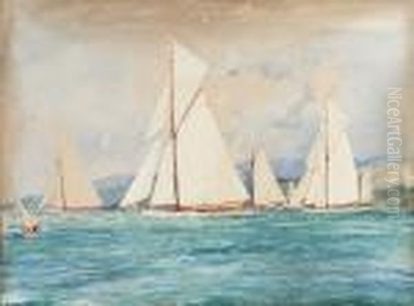 The First Race Of The Royal Clyde Yacht Club's Regatta Off Hunter's Quay Oil Painting by Charles Edward Dixon