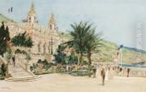 The Casino, Monte Carlo, Monaco; Port De Monaco Oil Painting by Charles Edward Dixon