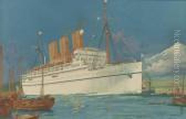 The S.s.empress Of Japan Oil Painting by Charles Edward Dixon