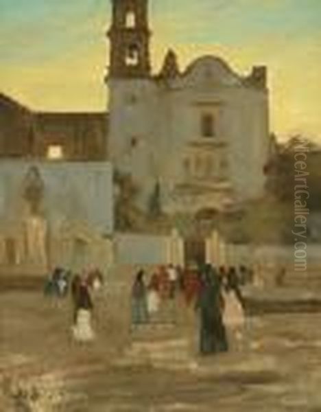 Early Mass - San Juan De Dios Oil Painting by Maynard Dixon