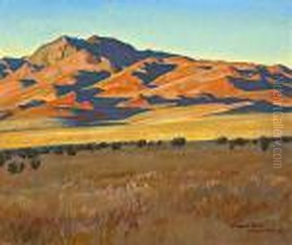 Mountains In Sunset Light Oil Painting by Maynard Dixon