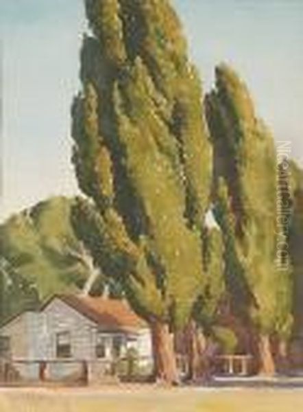 Poplars Of Carson Oil Painting by Maynard Dixon