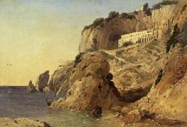 A Monastery set in cliffs on the Amalfi Coast Oil Painting by William Leighton Leitch