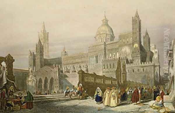 The Cathedral at Palermo Sicily Oil Painting by William Leighton Leitch