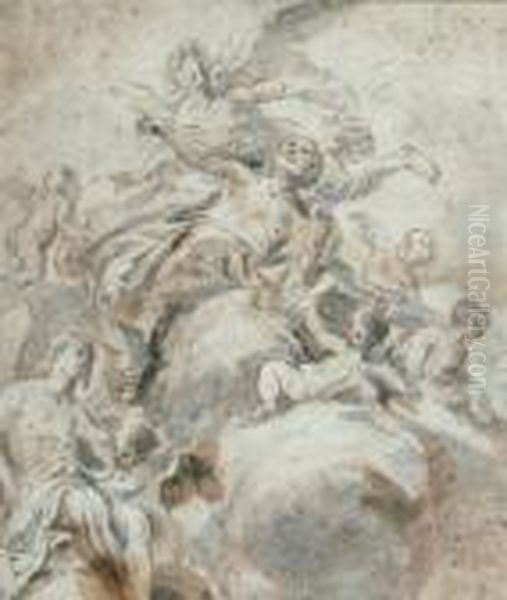 Evangelists Surrounded By Putti Oil Painting by Gaspare Diziani