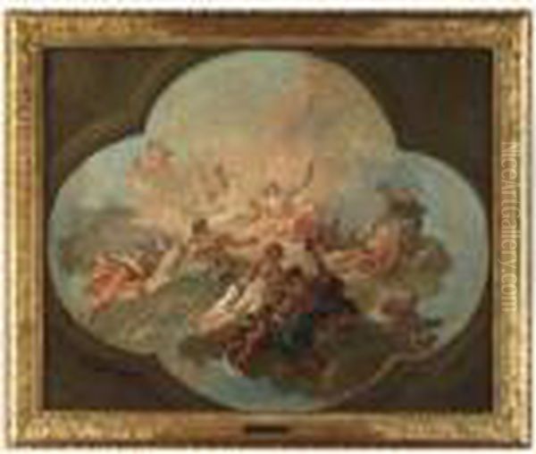 Der Sonnengott Apollo In Wolken Im Reigen Der Musen Oil Painting by Gaspare Diziani