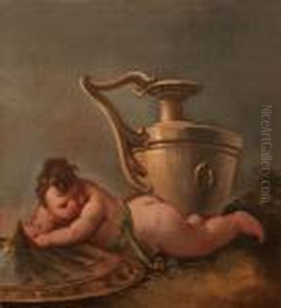 Putto Con Vaso Oil Painting by Gaspare Diziani