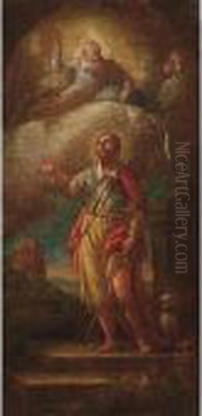 Dio Padre Benedicente Appare A San Rocco Oil Painting by Gaspare Diziani