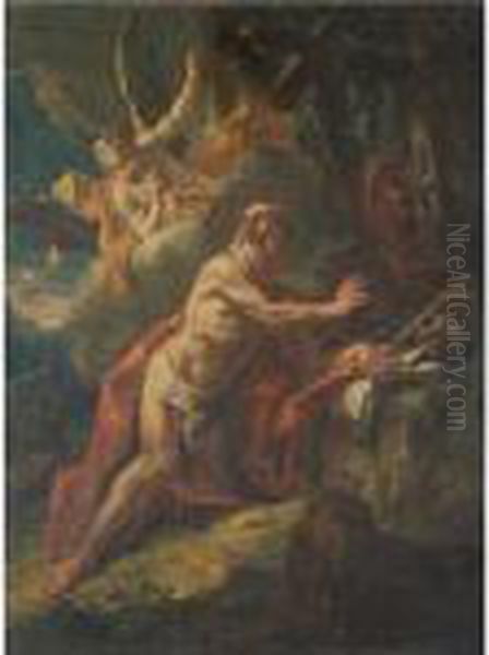 Saint Jerome In The Wilderness Oil Painting by Gaspare Diziani