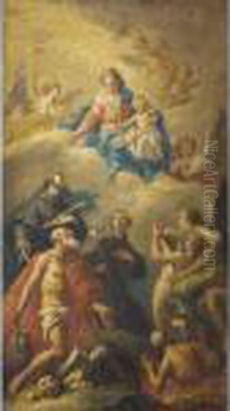 Madonna And Child With Saints 
Jerome Francis And Anthony Of Padua Interceding 
For Souls In Purgatory Oil Painting by Gaspare Diziani