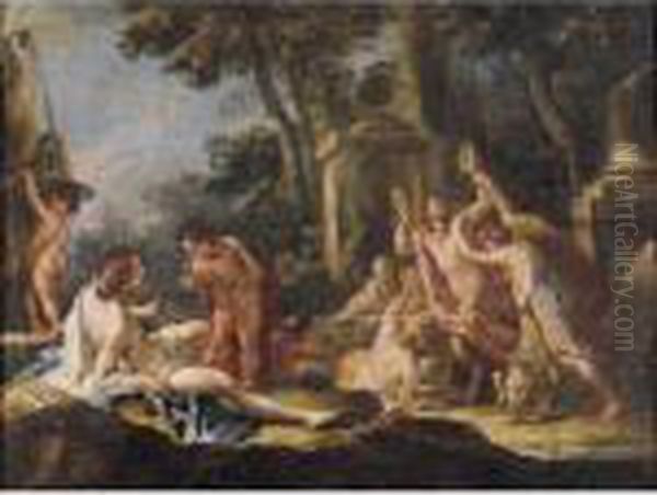 Pan And Syrinx Oil Painting by Gaspare Diziani