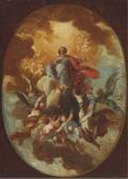 The Ascension Of Christ: A Modello For A Ceiling Painting Oil Painting by Gaspare Diziani