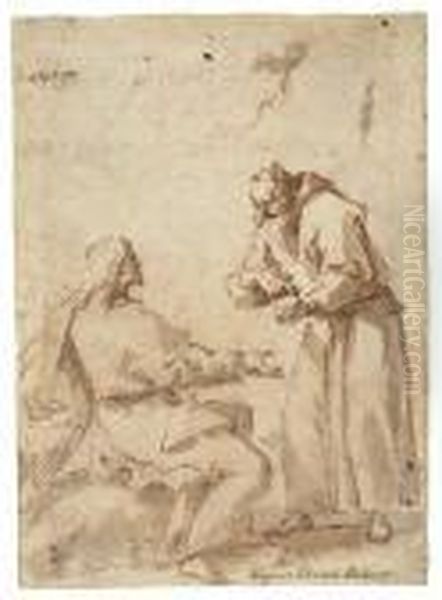 Satan Tempting Christ To Change Stones Into Bread Oil Painting by Gaspare Diziani