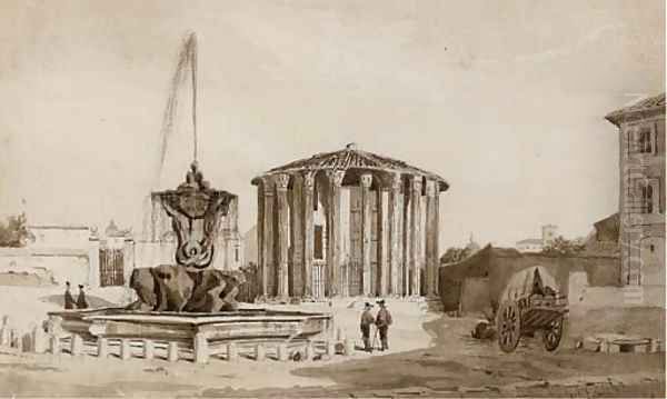 View of the Temple of Vesta, Tivoli Oil Painting by William Leighton Leitch