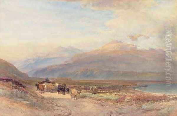 Droving cattle in the Scottish highlands Oil Painting by William Leighton Leitch