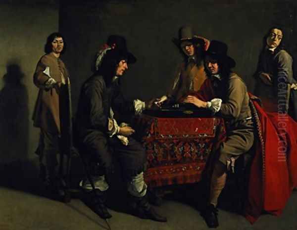 The Backgammon Players Oil Painting by Mathieu Le Nain