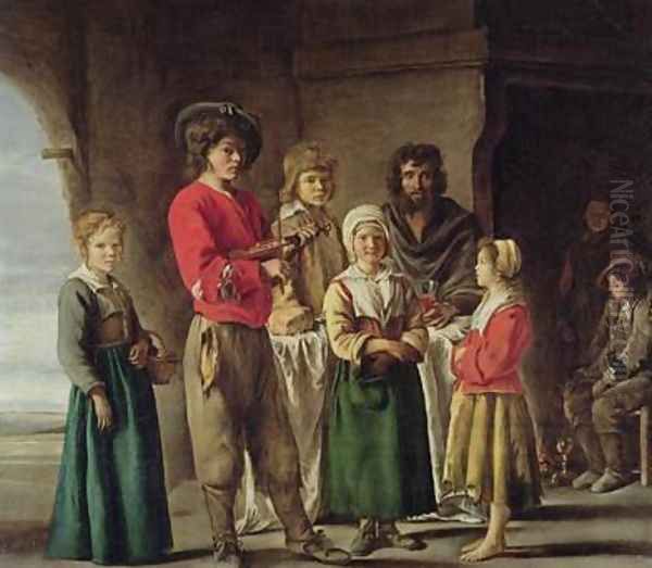 Peasants in a Cave Oil Painting by Mathieu Le Nain