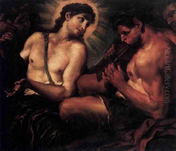 Apollo, Pan, and Marsyas Oil Painting by Johann Karl Loth