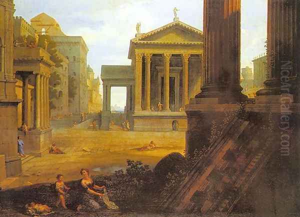 Square in an Ancient City 1763-64 Oil Painting by Jean Lemaire