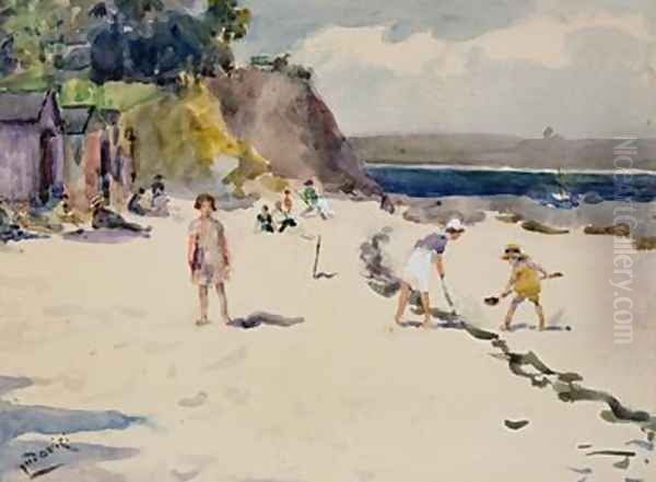 Begmeil Beach Brittany Oil Painting by Albert Jnr. Ludovici