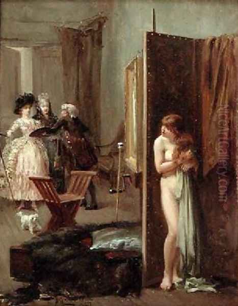 The Artists Studio or Unexpected Visitors 1882 Oil Painting by Albert Jnr. Ludovici