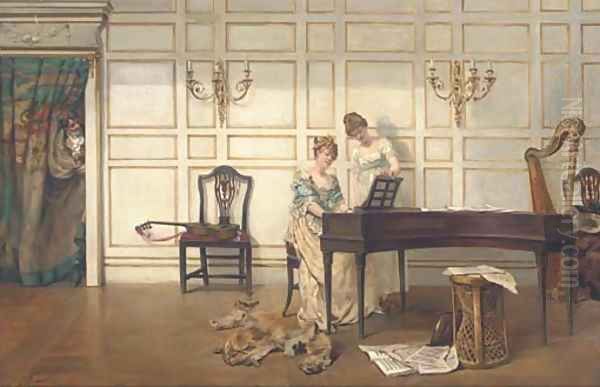 The music lesson Oil Painting by Albert Jnr. Ludovici